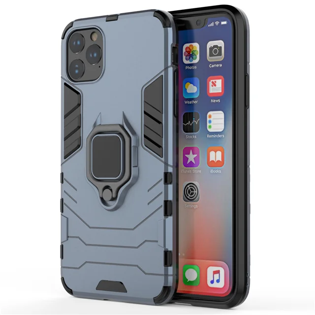 Кольцо Броня чехол для Iphone 11 Pro Max чехол магнитный автомобильный держатель противоударный мягкий бампер для телефона Xr Xs 5S c 6s 7 8 Plus чехол - Цвет: Тёмно-синий