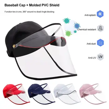 

Protective Baseball Cap Windproof Sand Transparent Cover Face Mask Anti-spray Isolation Sunshade Ultraviolet Sun Hat