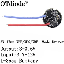 Pilote 3W 1 Mode, 1 pièce, 5 pièces, 17mm, 3.7-12V DC, pour CREE/XPE /XBD, tous types de lampes 3W