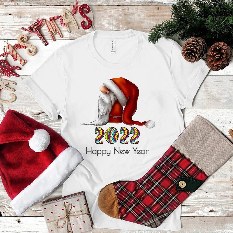 Кавайная футболка FIXSYS с Санта-Клаусом 2022 на новый год надписью &quotMerry Christmas&quot