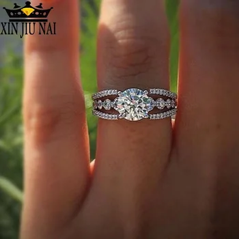 

Fashion Simple Engagement Ring Inlaid White Zircon Elegant Chic Silver Color Women Rings Bride Wedding Party Jewelry Anillos
