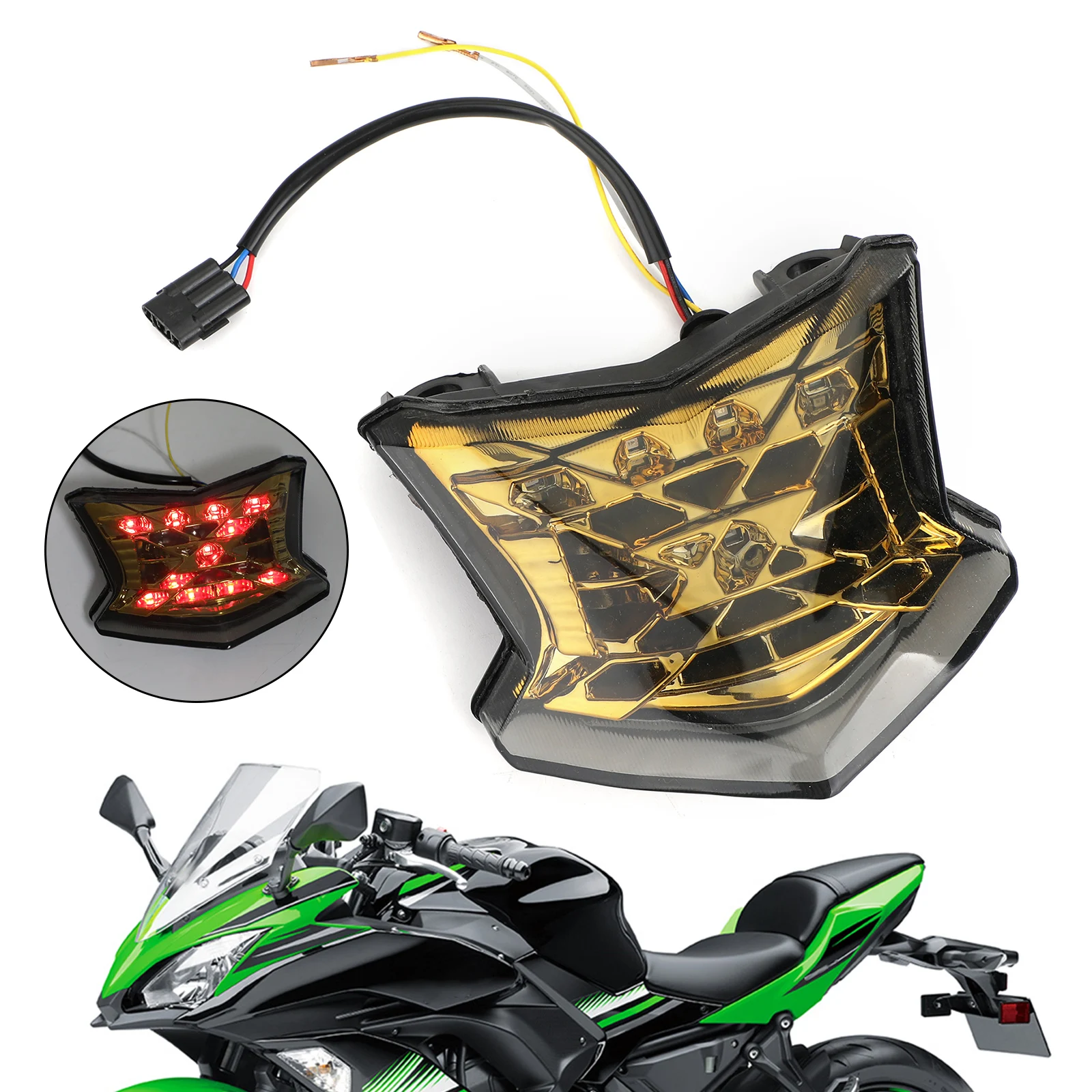 Areyourshop для Kawasaki Z650 Ninja 650 Z900- Светодиодный Интегрированный светодиодный тормозной задний светильник поворотник мотоциклетный фонарь задний светильник - Цвет: Золотой