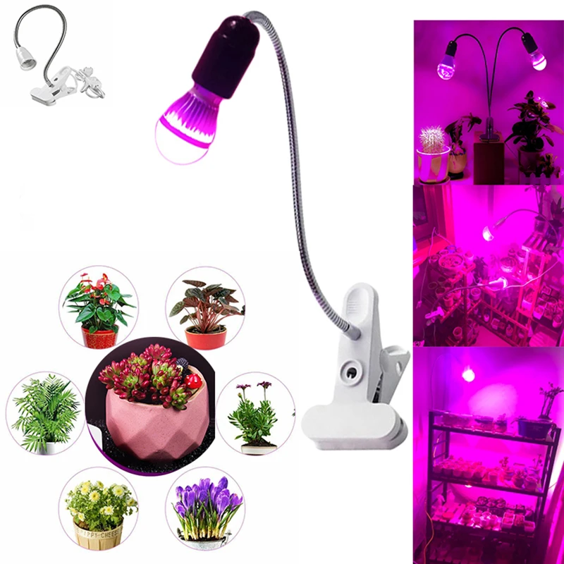 7W LED Grow Holder E27/E26 светодиодный настольный светильник вращающийся на 360 градусов держатель Зажим для ремня переключатель abajur светодиодный светильник для выращивания светодиодный светильник струбцина для настольной лампы - Испускаемый цвет: 7W LED Grow Holder