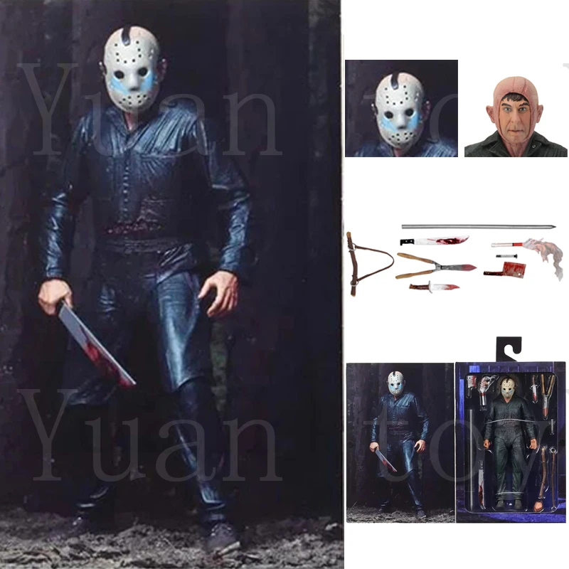 

7inch With LED Original NECA Friday the 13th Jason Ultimate Part 5 Roy Burns Action Figure Horror Halloween Toy Doll Gift