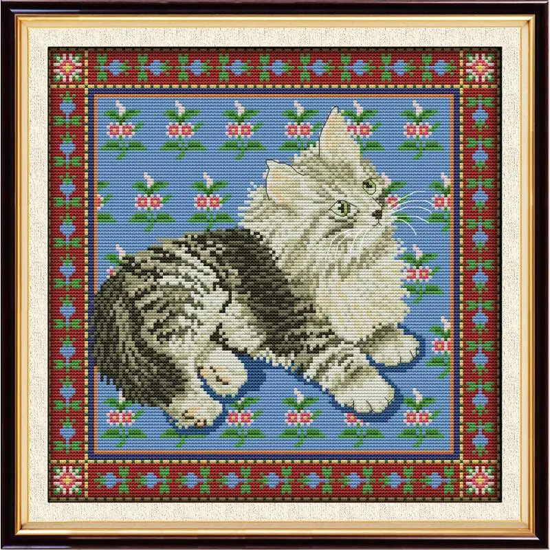 Joy Sunday Cross Stitch Kits Persian Cat Pre-set Printing Canvas For Embroidery Thread Needlework Diy DMC 14CT Home Decor | Дом и сад