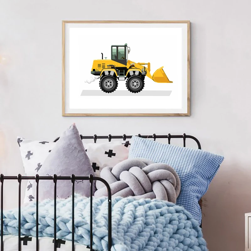 Construction Trucks Prints Kids Nursery Wall Art Decor Boys Gift