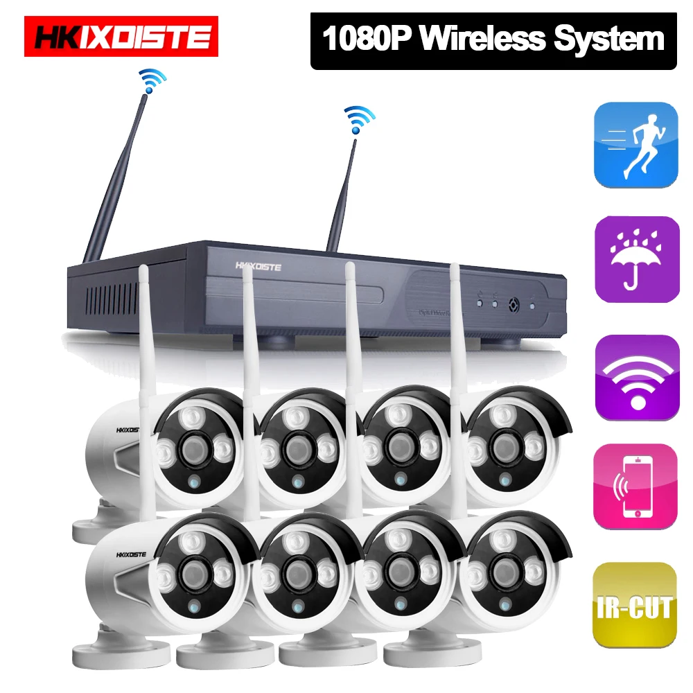 Комплект Wi Fi IP камеры 8 каналов сетевой видеорегистратор беспроводная автономная