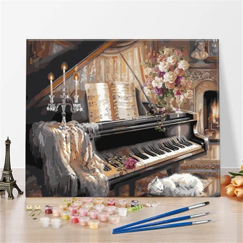 

Piano Paintings By Numbers DIY Pictures Oil Coloring By Numbers Set Gift Drawing By Numbers Canvas Decor New Arrivals