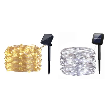 

2 Pcs Solar String Lights, 10M 100LED Outdoor String Lights, Waterproof Decorative String Lights for Patio, Garden, Gate, Yard,
