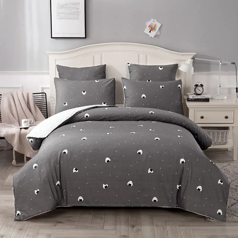 YAXINLAN Classic bedding set Pure cotton A/B double-sided pattern Cartoon Simplicity Bed sheet, quilt cover pillowcase 4-7pcs - Цвет: Z-1008