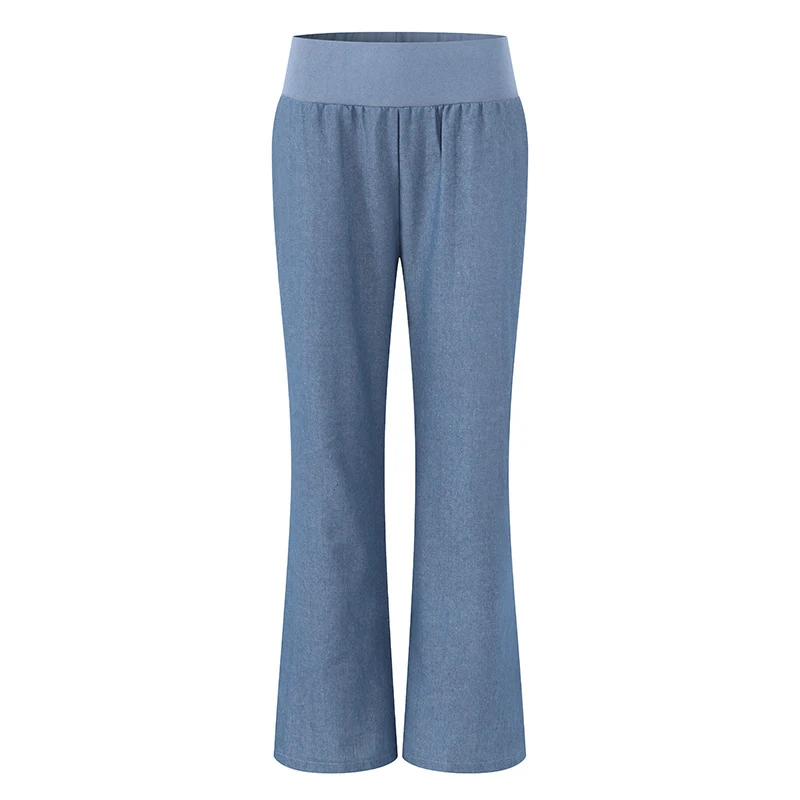 

Wide Leg Pants Summer Women Plus Size S-4XL Woman Casual Solid Color Loose Trousers High Waist Pants Black Blue Female Trouser