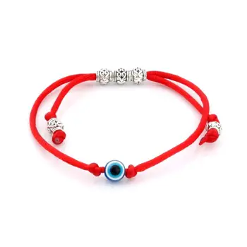 

10pc Acrylic blue eye Bead Kabbalah Red String Bracelet Alloy Bead Protection Health Luck Happiness Bracelets S11L05