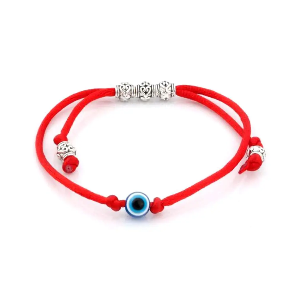 Proteção do Grânulo Acrílico Azul Olho Grânulo Kabbalah Red String Pulseira Liga Saúde Sorte Braceletes S11l05 10pc