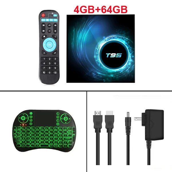 T95 Android 10,0 Smart tv Box 4 ГБ 16 ГБ 32 ГБ 64 Гб Allwinner H616 четырехъядерный 1080P H.265 4K Goolgle Play медиаплеер телеприставка - Цвет: 4G 64G i8 keyboard