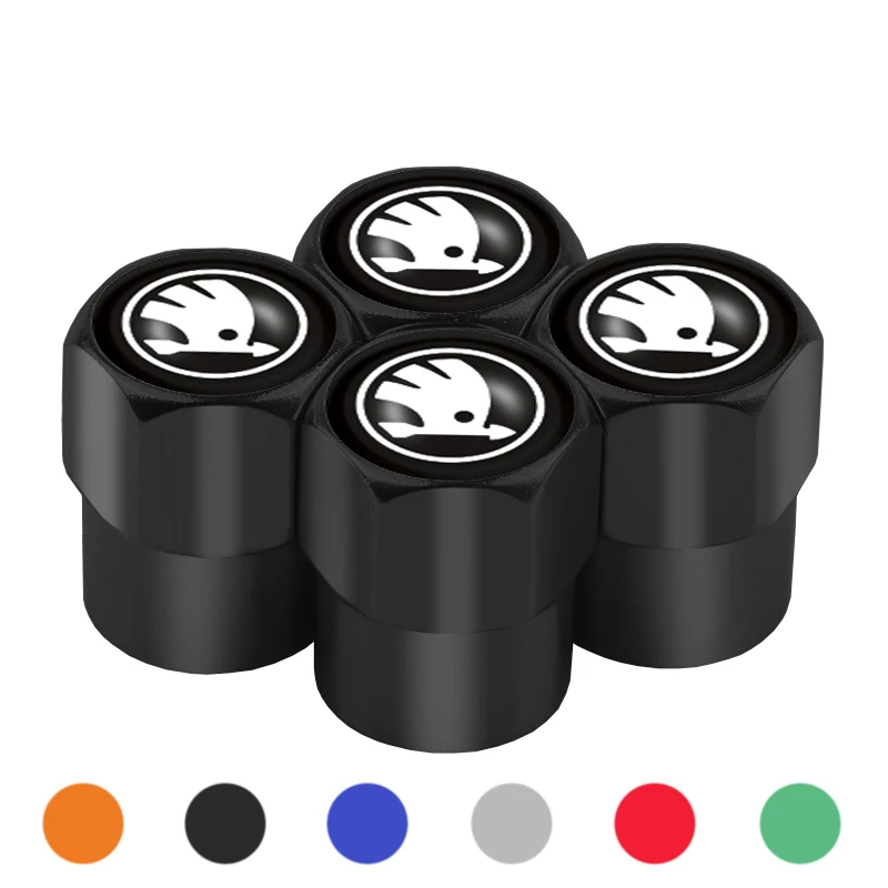 

4pcs Car Wheel Tire Valve Caps Stem Case For skoda octavia fabia rapid yeti superb octavia a 5 a 7 2 emblems Auto Accessories