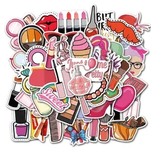 

10/50 Pcs/pack Girls Daily Cosmetics Perfume Lipstick Shoes Bag Decorative Sticker for Luggage Laptop Skateboard Sticker