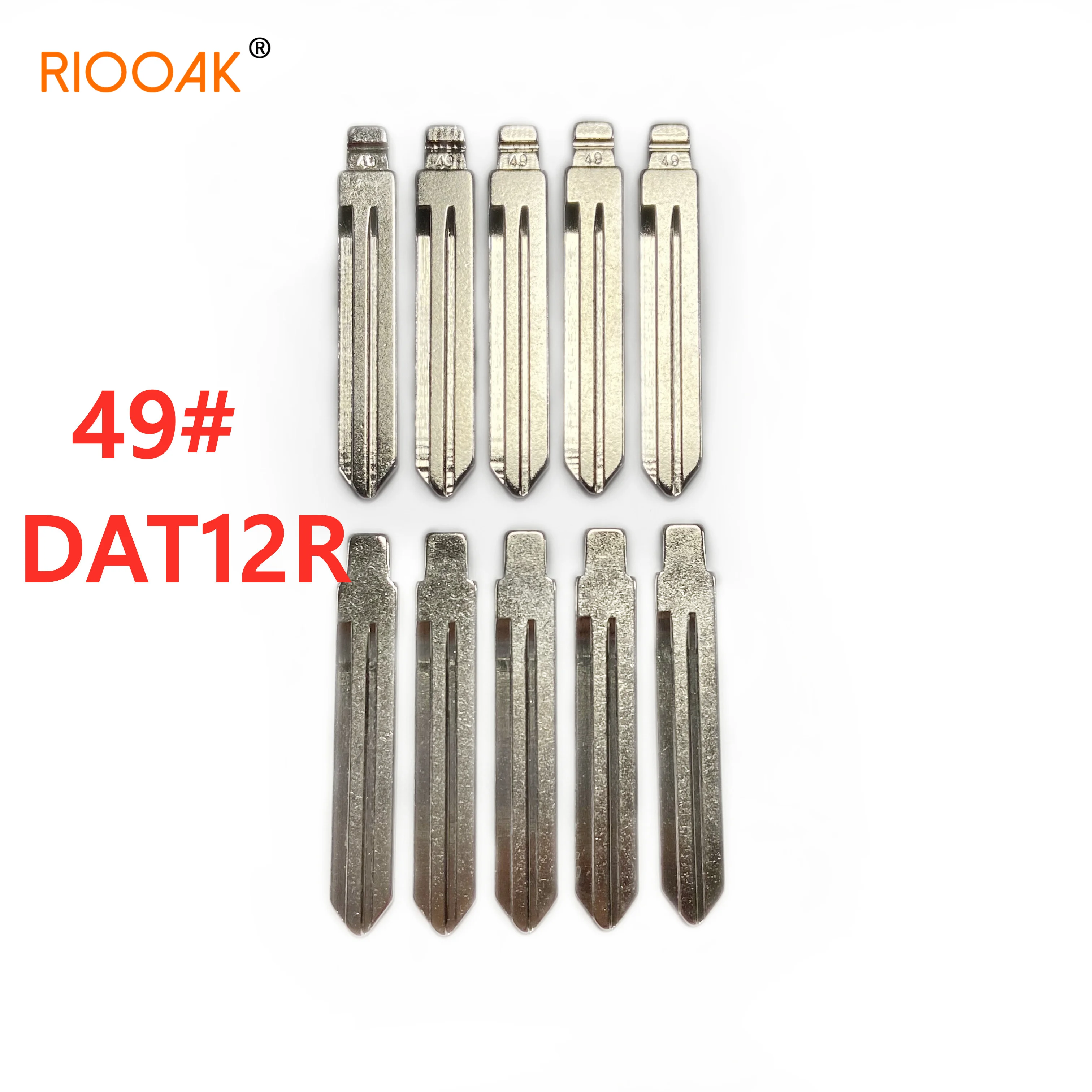 RIOOAK 10 pcs/lot #49 lishi DAT12R Metal Blank Uncut Flip KD VVDI Remote Key Blade for Nissan New Models Auto Replacement Parts