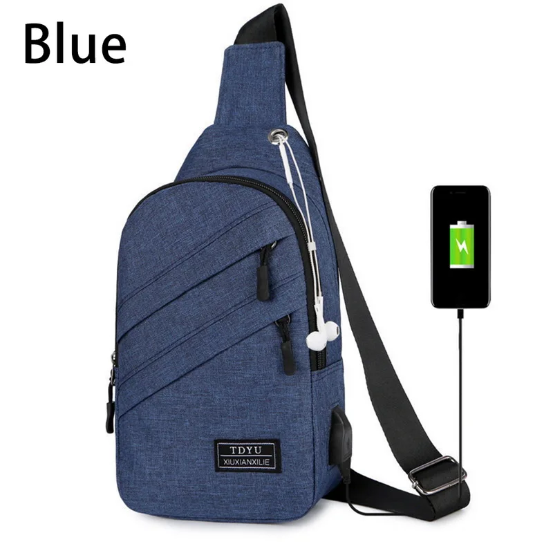 SHUJIN нагрудная сумка мужская из искусственной кожи нагрудная сумка USB Backbag с отверстием для наушников функциональный органайзер для путешествий мужской слинг поясные сумки
