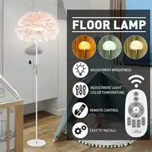 220 В современный напольный светильник с перьями, 2,4 г, удаленное Домашнее освещение для гостиной, спальни, чтения, офиса, регулировка высоты, E27 лампа