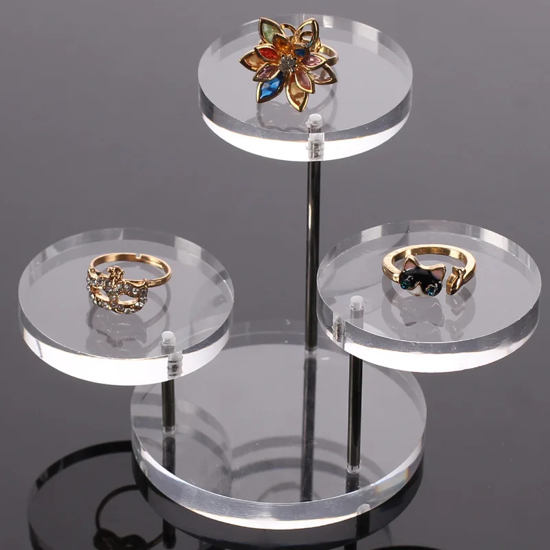 

Anluo Yi Popular Recommended Transparent Rotating Three Layer round Thick Accessories Counter Bar Bench Ring Display Stand Rack