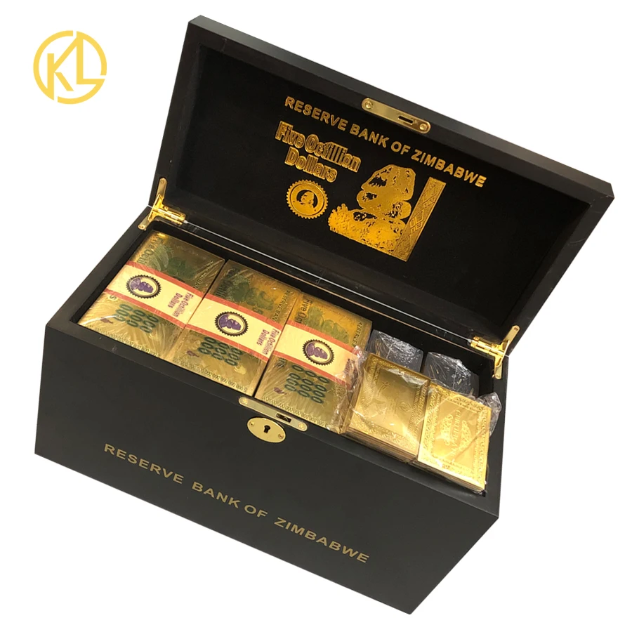 Octillion1300pcs box 1-5 коробок,, пять восьмиугольных долларов, банкноты, золото 24 K, банкноты с сертификатами в деревянной коробке - Цвет: Octillion1300pcs box