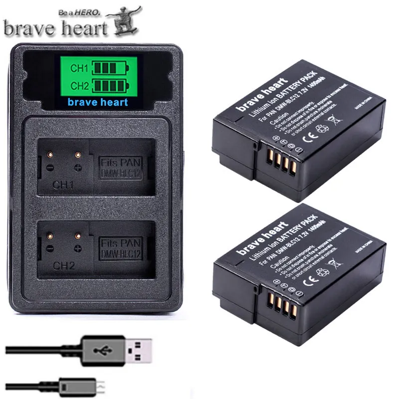 charger and 2battery DMW-BLC12 DMW-BLC12E ДМВ BLC12 Li-Ion Батарея+ USB Dual Зарядное устройство для цифрового фотоаппарата Panasonic FZ1000 FZ200 FZ300 G5 G6 G7 GH2 BLC12 Батарея - Цвет: charger and 2battery