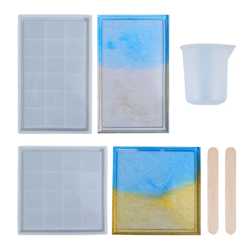

Large Silicone Tray Artist Mold Set Irregular Coasters Epoxy Resin Art Supplies Make Your Own Tray Epoxy Resin Molds 2021 New