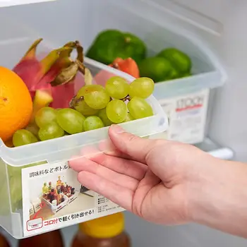 

Kitchen Refrigerator Plastic Clear Drawer Basket Food Fruit Holder Organizer Vegetables Fridge Organizer Basket