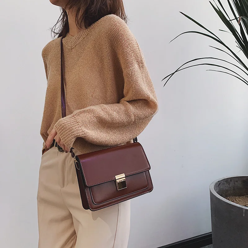 

AU3 Textured Bag WOMEN'S Bag New Style 2019 Fashion Korean-style Autumn And Winter Fashion Shoulder Bag Small Square Retro Shoul