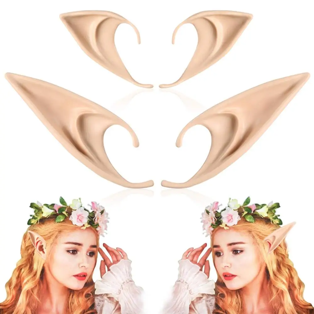 

2Pairs Medium and Long Style Cosplay Pixie Elf Soft Pointed Tips Anime Party Dress Up Costume Masquerade Elven Fairy Ears
