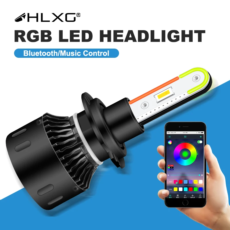HB3 Led lights for car H4 H7 H11 LED Headlight Auto Fog Lights Bulb 15000LM RGB H9 9005 9006 HB4 6000K Music Control | Автомобили и
