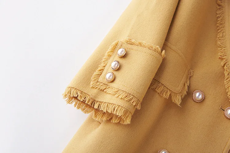 Shuchan/длинное пальто с кисточками Casaco Feminino, женское двубортное пальто с широкой талией, длинное корейское модное пальто, Осень-зима