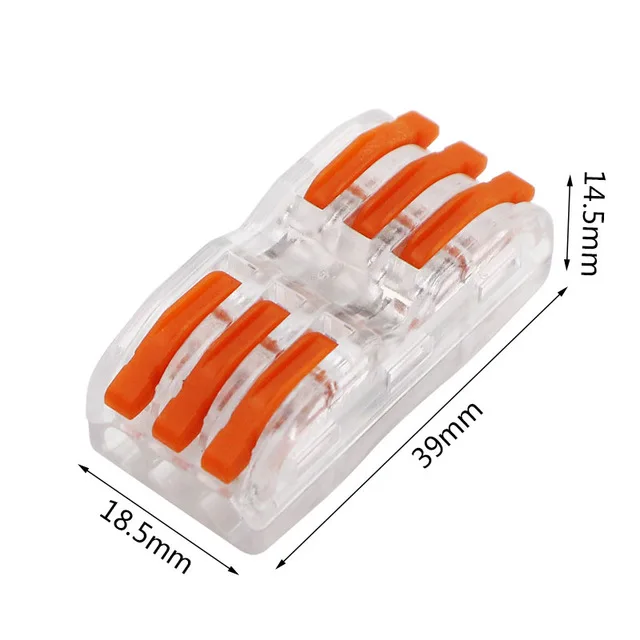 Mini Fast Cable Connector Terminal Block 222 Universal Compact Push In  Spring Splicing Plastic Wire Conductor 10PCS PCT-223-T