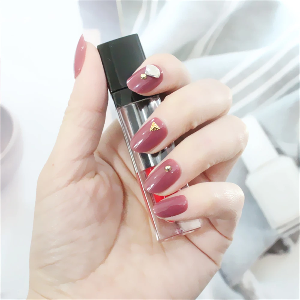 Nusx China Red Classical Stiletto Nail Fake UV Gel Polish For Girl Shiny Fingernails Press On 4
