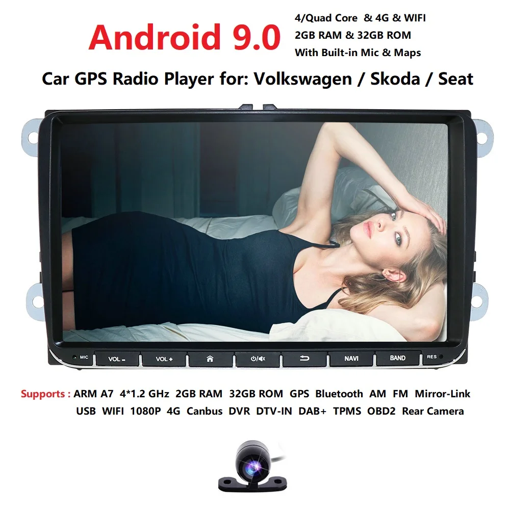 Perfect 2G RAM Android9.0 Car Multimedia player GPS For V W/Golf/Tiguan/Skoda/Fabia/Rapid/Seat/Leon/Skoda RDS Steel wheel control Camera 2 Perfect 2G RAM Android9.0 Car Multimedia player GPS For V W/Golf/Tiguan/Skoda/Fabia/Rapid/Seat/Leon/Skoda RDS Steel wheel control Camera 2