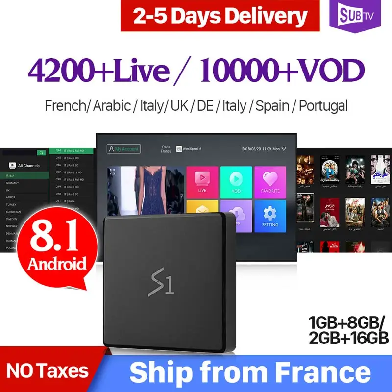 

IPTV Portugal Canada Android 8.1 Top-Box Leadcool S1 with SUBTV Worldwide Live 1 Year Code IPTV Subscription Spain IP TV France