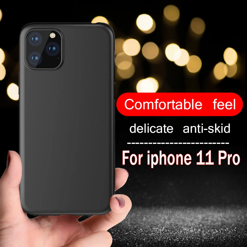 

For iPhone 11 Pro XS Max XR X 7 8 Plus Soft Silicone TPU Black Case For iPhone 11 Pro 2019 5.8 inch 6 6S Plus Solid Color Capa