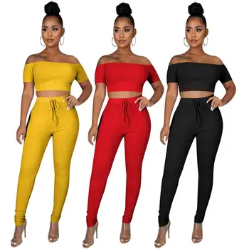 

two piece set women summer clothes 2 piece set women outfits long sleeve crop top pants two pieces sets summer clothes 2020