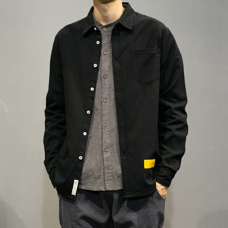 

Рубашка мужская приталенная с длинным рукавом, черная, 5XL