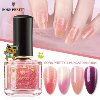 

BORN PRETTY & KunCat Joint Product Light Sensitive Nail Polish 6ml Glitter Nail Art Varnish for Nails Design Need Base Top Coat