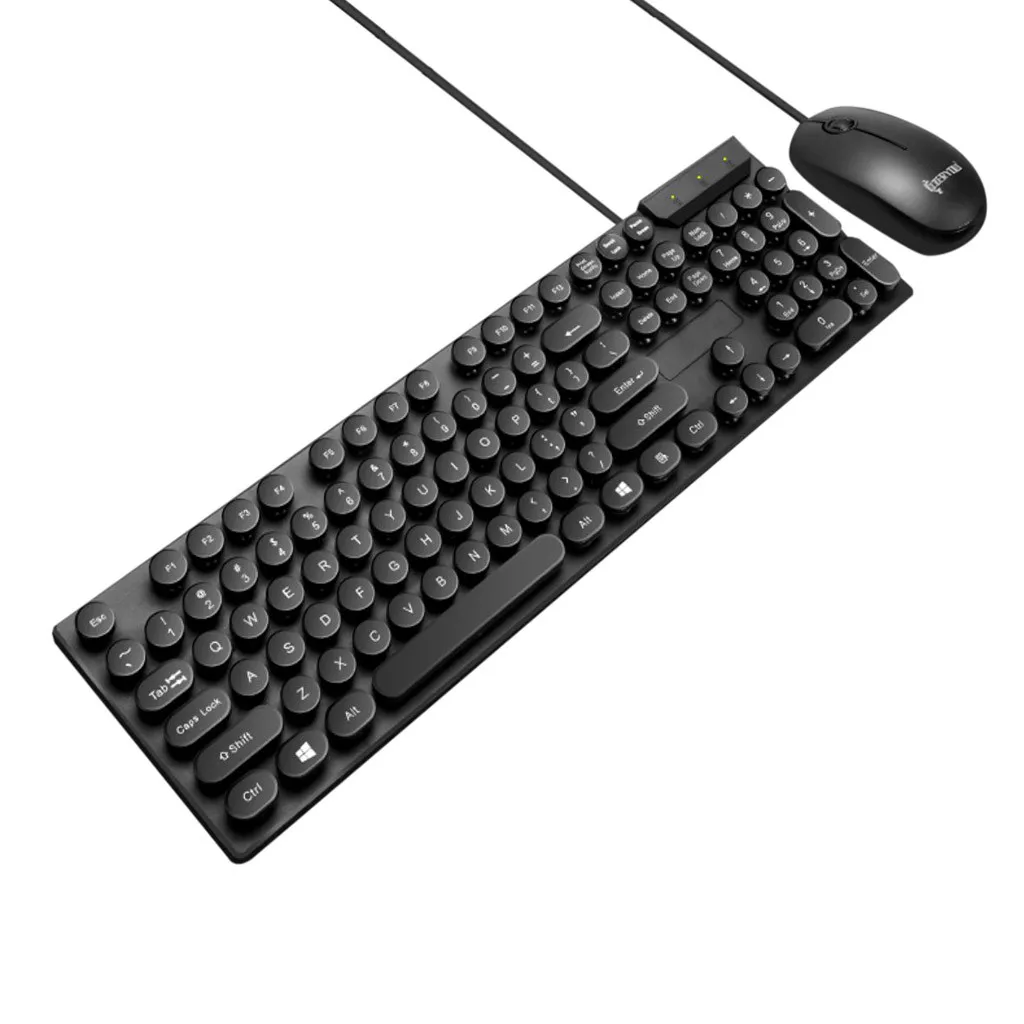OMESHIN клавиатура мышь игровая Офисная Клавиатура мышь Эргономичный Дизайн Ретро панк клавиатура мышь мультимедийная кнопка клавиатура мышь - Цвет: Черный