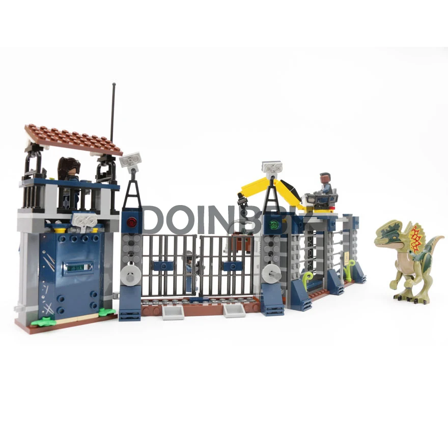 Dilophosaurus Outpost Attack 10923 Юрский Мир серии 389 шт. Парк Юрского периода строительные блоки модель детских игрушек 75931