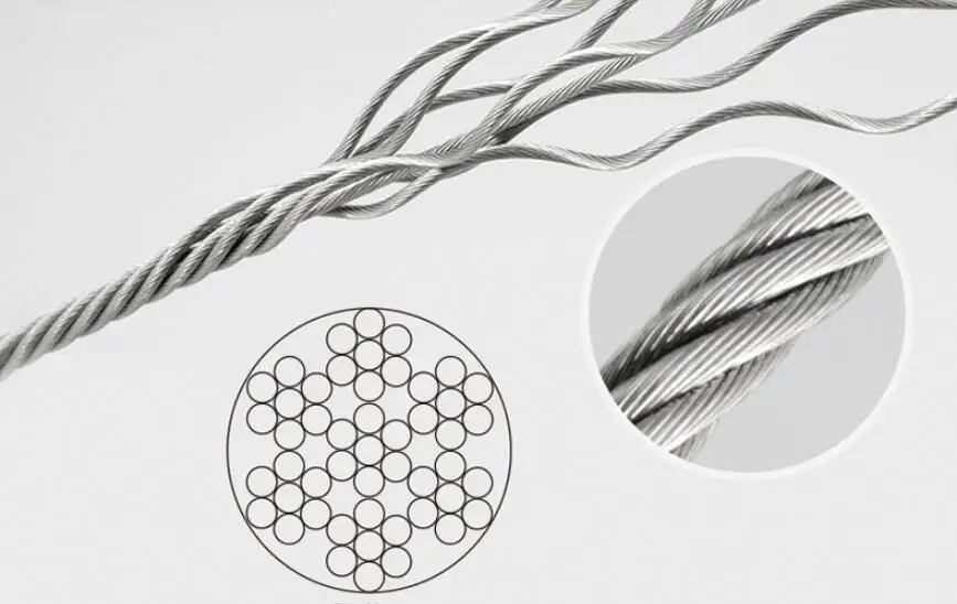 SS316 marine grade stainless steel wire rope cable 7X7 Structure rope 0.5MM-5MM diameter