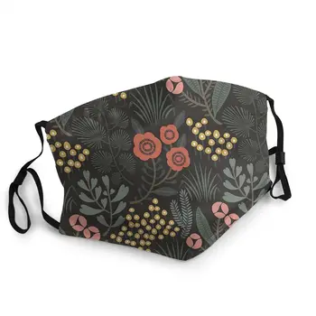 

Night Garden Unisex Washable Face Mouth Mask Fabric Flower Floral Vintage Botanical Anti Haze Protection Cover Respirator