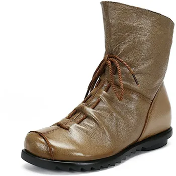 

Winter Shoes Woman Snow Boots Women Leather Shoes Outdoor Ankle Boots Ladies Flat Shoes Walking Footwear zapatos de mujer