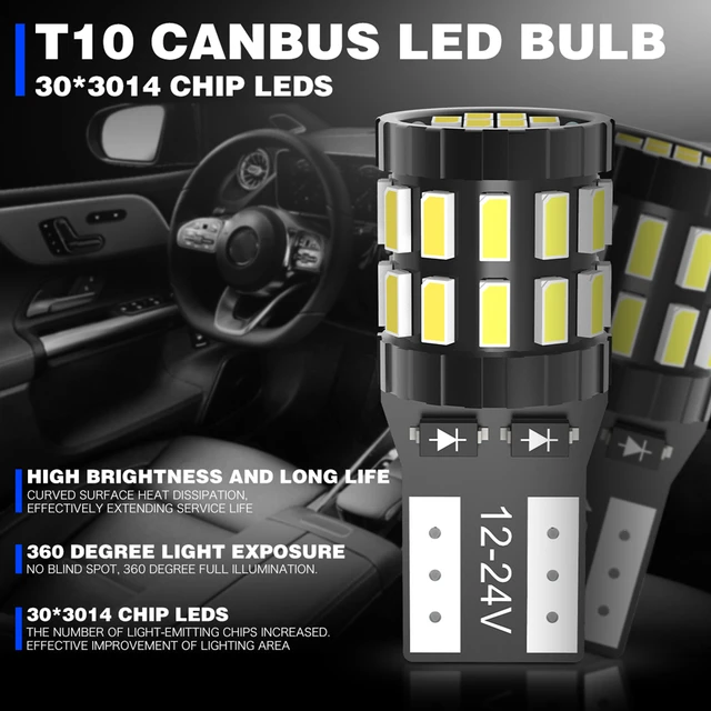 168 W5W T10 194 Bombilla LED blanca Canbus 12V 30SMD libre de errores 152  921 bombillas LED interior de coche, luces exteriores de cúpula mapa de la