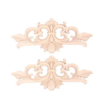 

2pcs Wood Applique European Style Wood Applique Bed Table Wood Applique for Bar Store Office