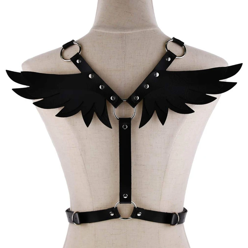 Женский ремень из искусственной кожи в стиле панк, регулируемый пояс на грудь, пояс на плечо, крылья ангела, подтяжки в стиле стимпанк