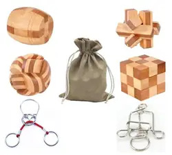 Premium Wooden Brain Teaser Puzzle Game (6PCS  Set 2)