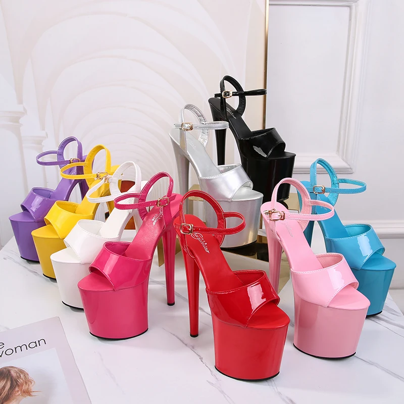 2022 Summer Shoes Chain Peep Toe Thin Heels Platform Women's Luxury Shoes Stripper Heels Pole Dance Shoes Women Glitter Sandals